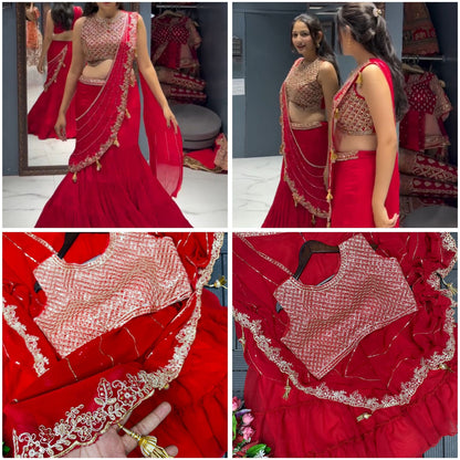 Red Sharara Lehenga Choli
