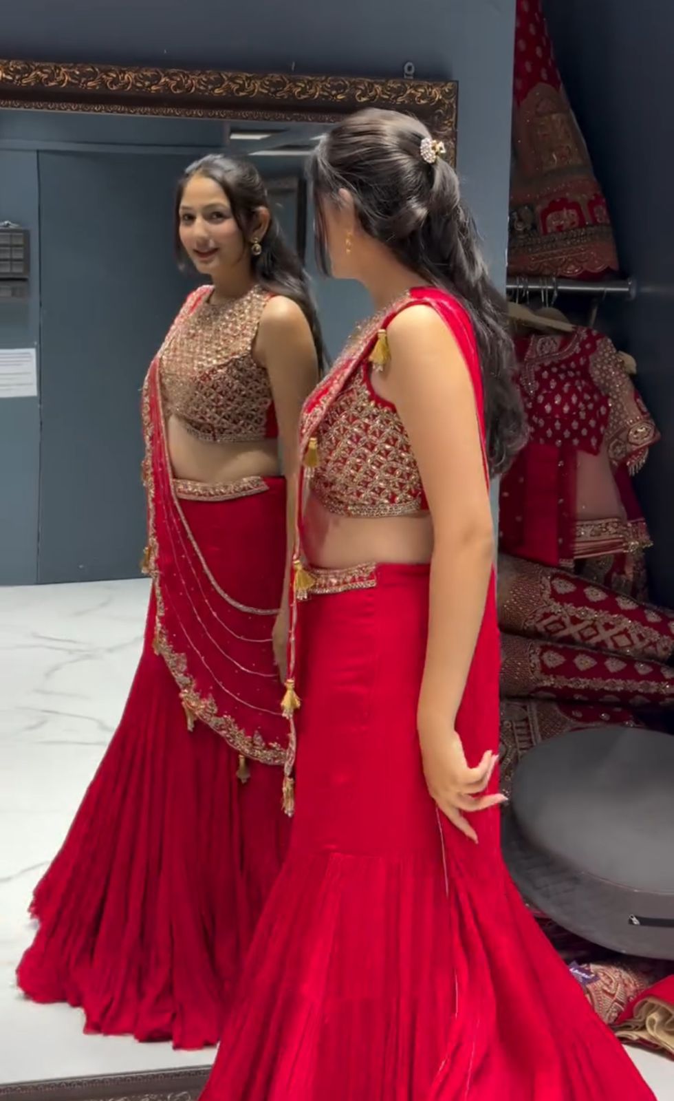 Red Sharara Lehenga Choli