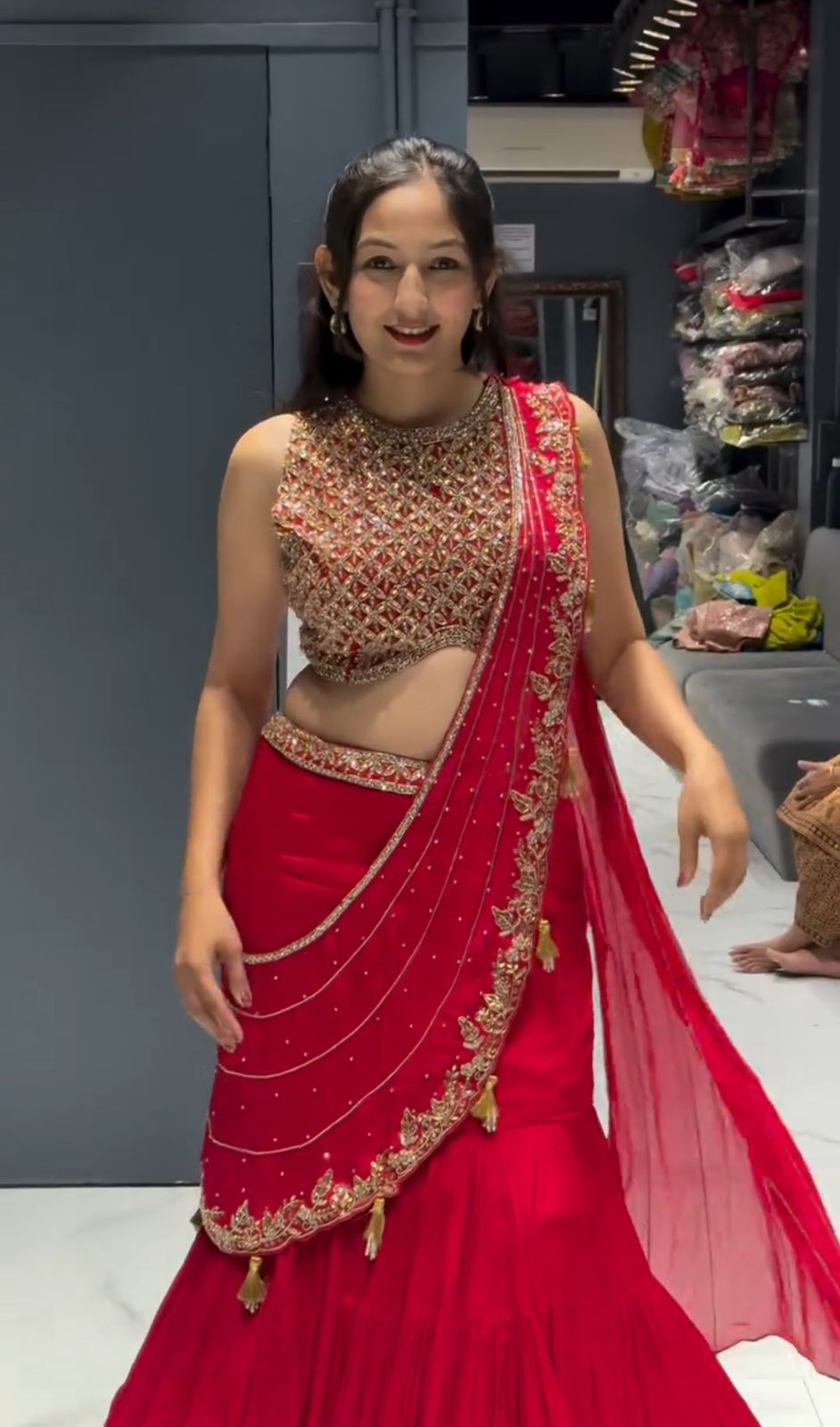 Red Sharara Lehenga Choli