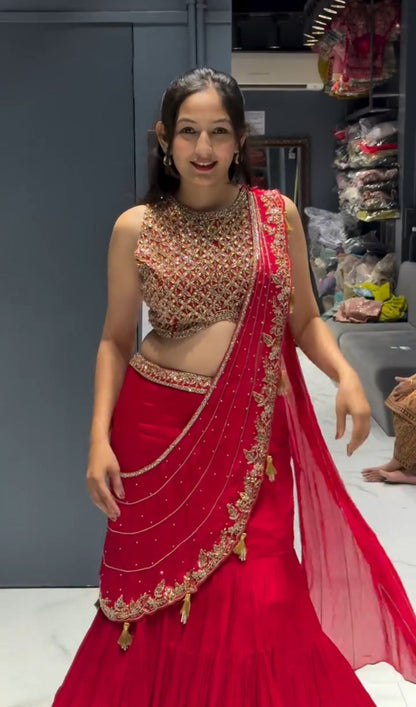 Red Sharara Lehenga Choli