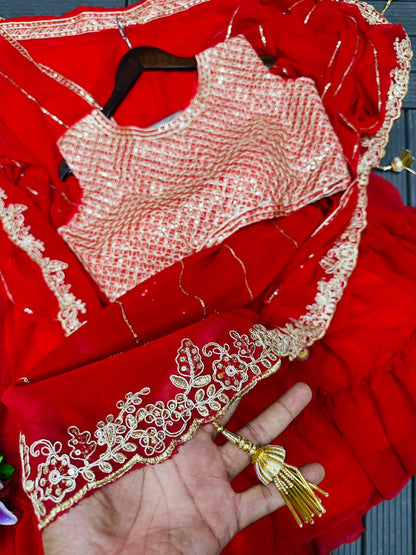 Red Sharara Lehenga Choli