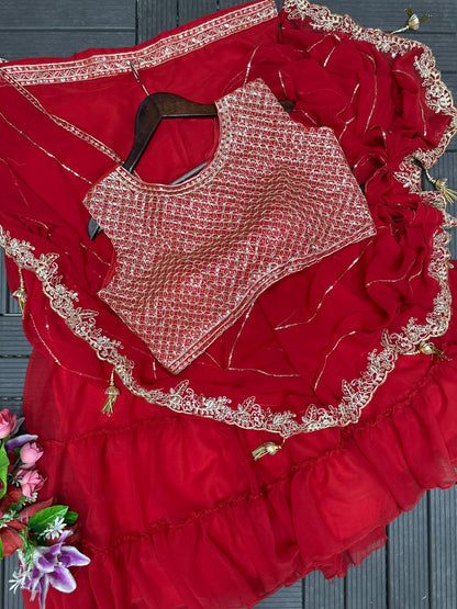 Red Sharara Lehenga Choli