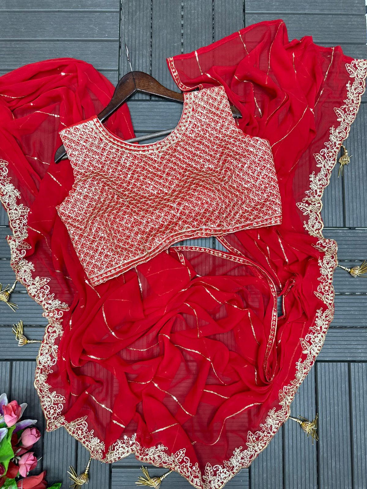Red Sharara Lehenga Choli