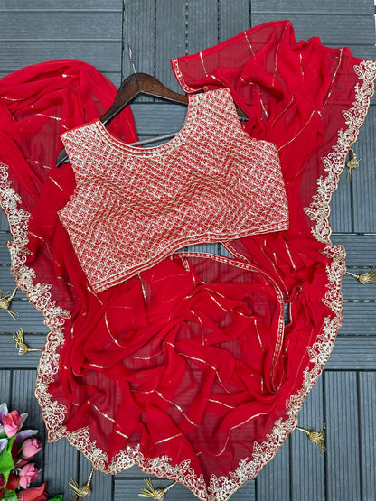 Red Sharara Lehenga Choli