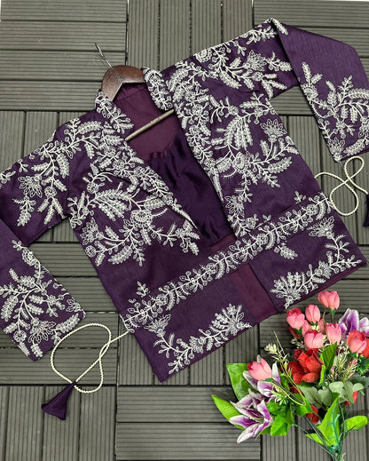 4-Piece Ready-to-Wear Saree with Embroidered Jacket & Belt