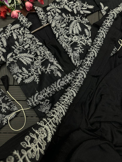 4-Piece Ready-to-Wear Saree with Embroidered Jacket & Belt