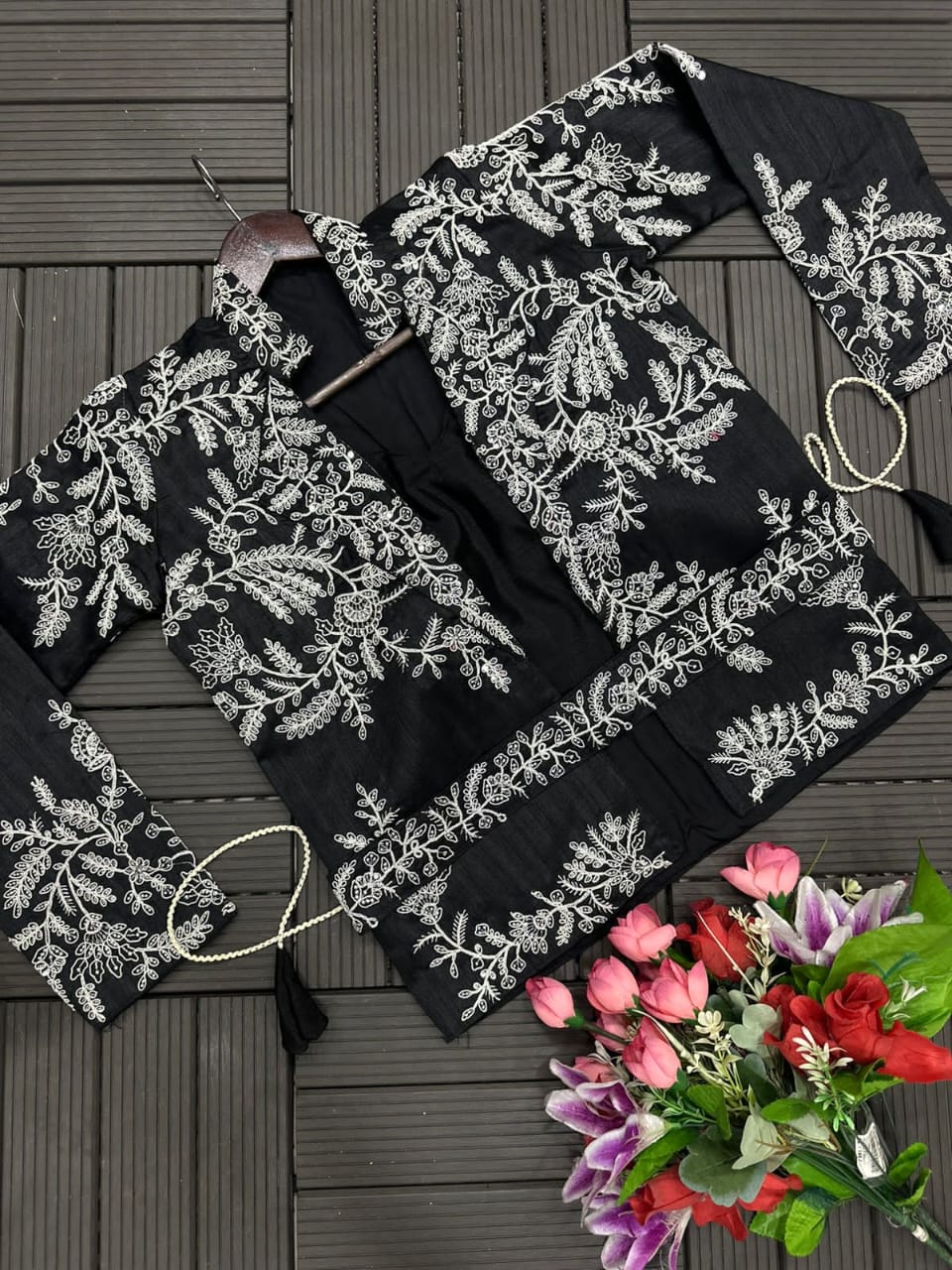 4-Piece Ready-to-Wear Saree with Embroidered Jacket & Belt