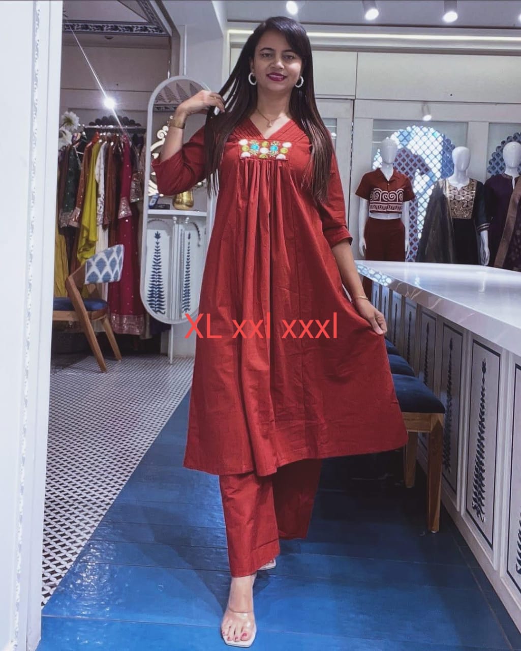 Super Hit Festive A-Line Kurti Set with Exquisite Yoke Embroidery