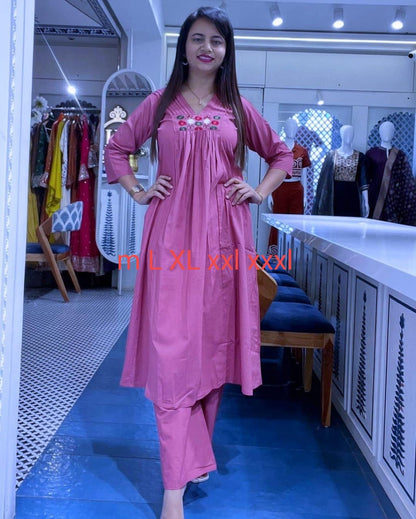 Super Hit Festive A-Line Kurti Set with Exquisite Yoke Embroidery