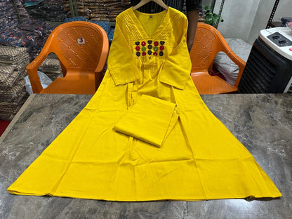 Super Hit Festive A-Line Kurti Set with Exquisite Yoke Embroidery