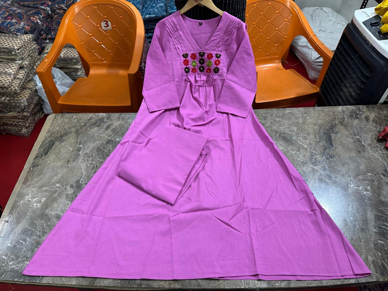 Super Hit Festive A-Line Kurti Set with Exquisite Yoke Embroidery