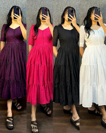 Women's Hakoba Cotton Tiered Midi Dres