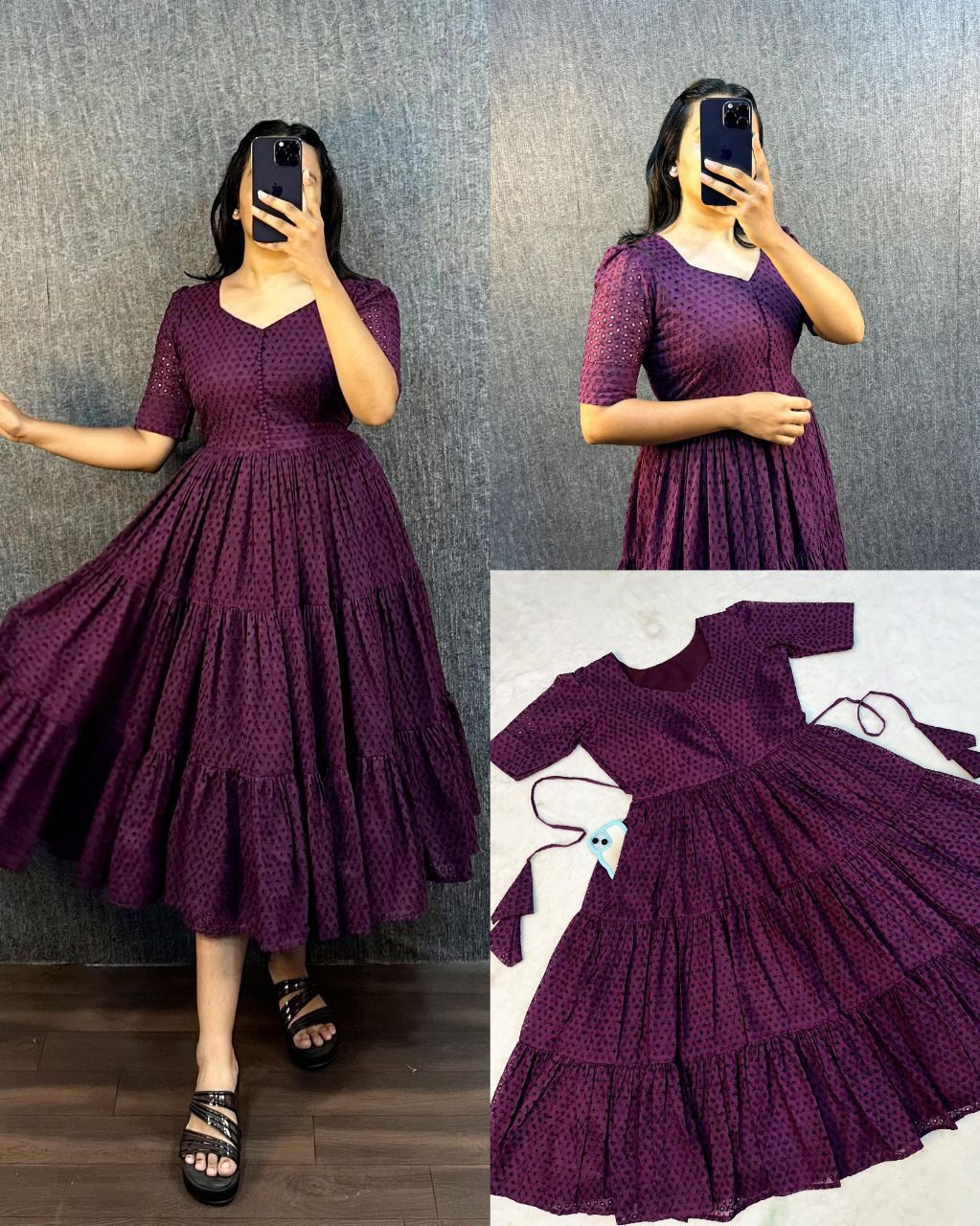 Women's Hakoba Cotton Tiered Midi Dres