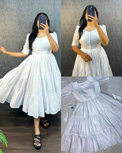 Women's Hakoba Cotton Tiered Midi Dres