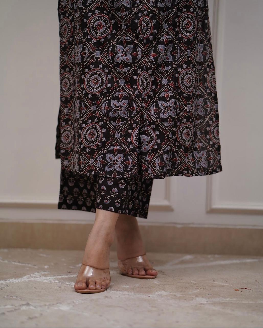 Women's Pure Cotton Block Print Kurta Set