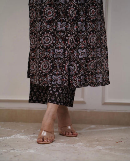 Women's Pure Cotton Block Print Kurta Set