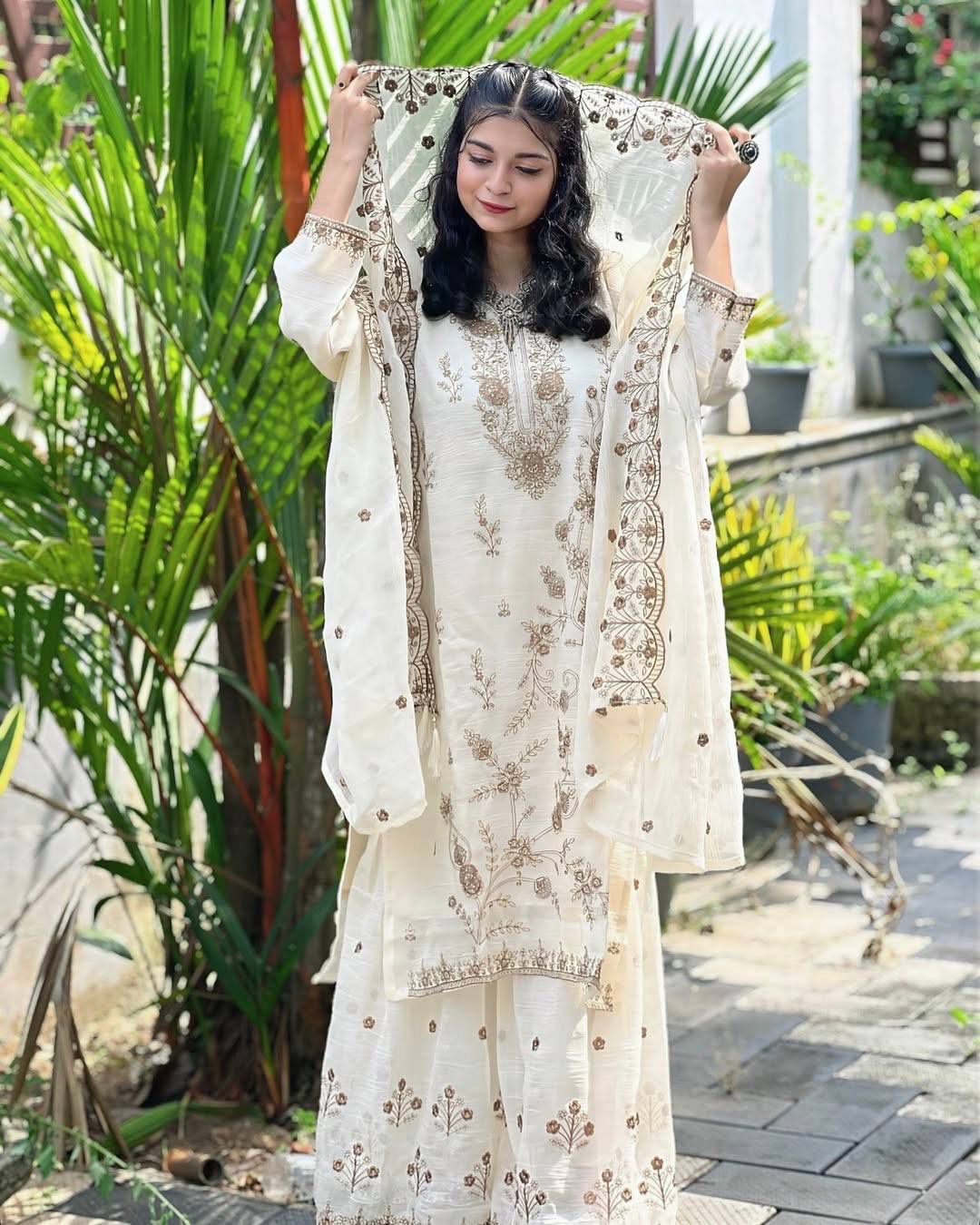 Designer Chinon Silk Sharara Set with Heavy Zari & Sequins Embroidery