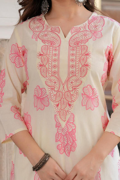 Women's Poly Rayon Kurti with Embroidery & Print