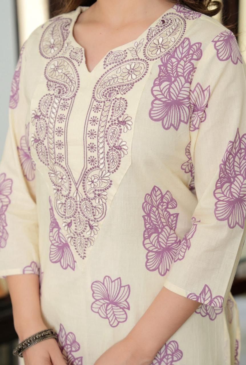 Women's Poly Rayon Kurti with Embroidery & Print